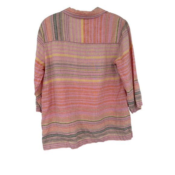 Coldwater Creek Womens Striped Linen Tunic Top size medium petite Pink - Picture 3 of 4
